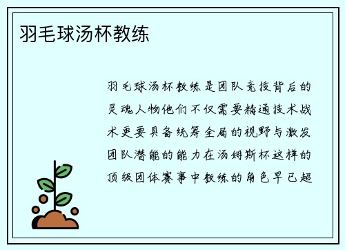 羽毛球汤杯教练